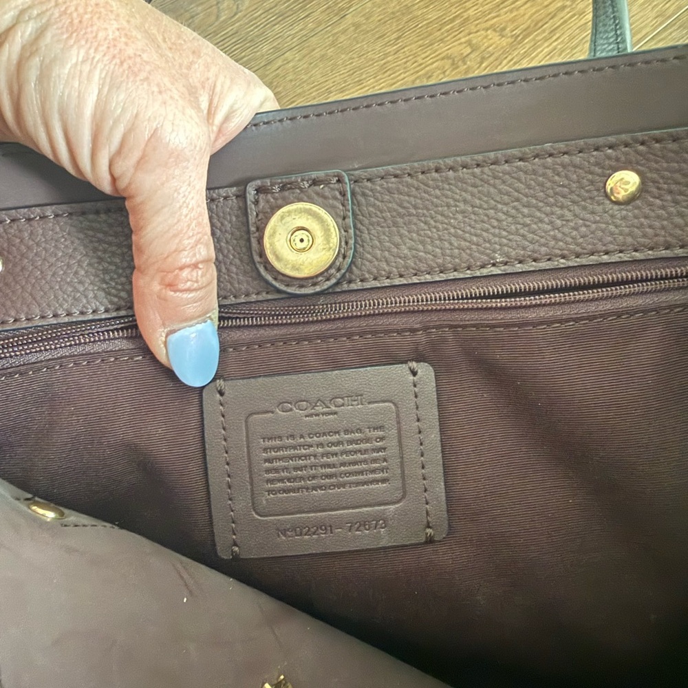 Coach Black Tote with Gold Accents - Picture 4 of 5